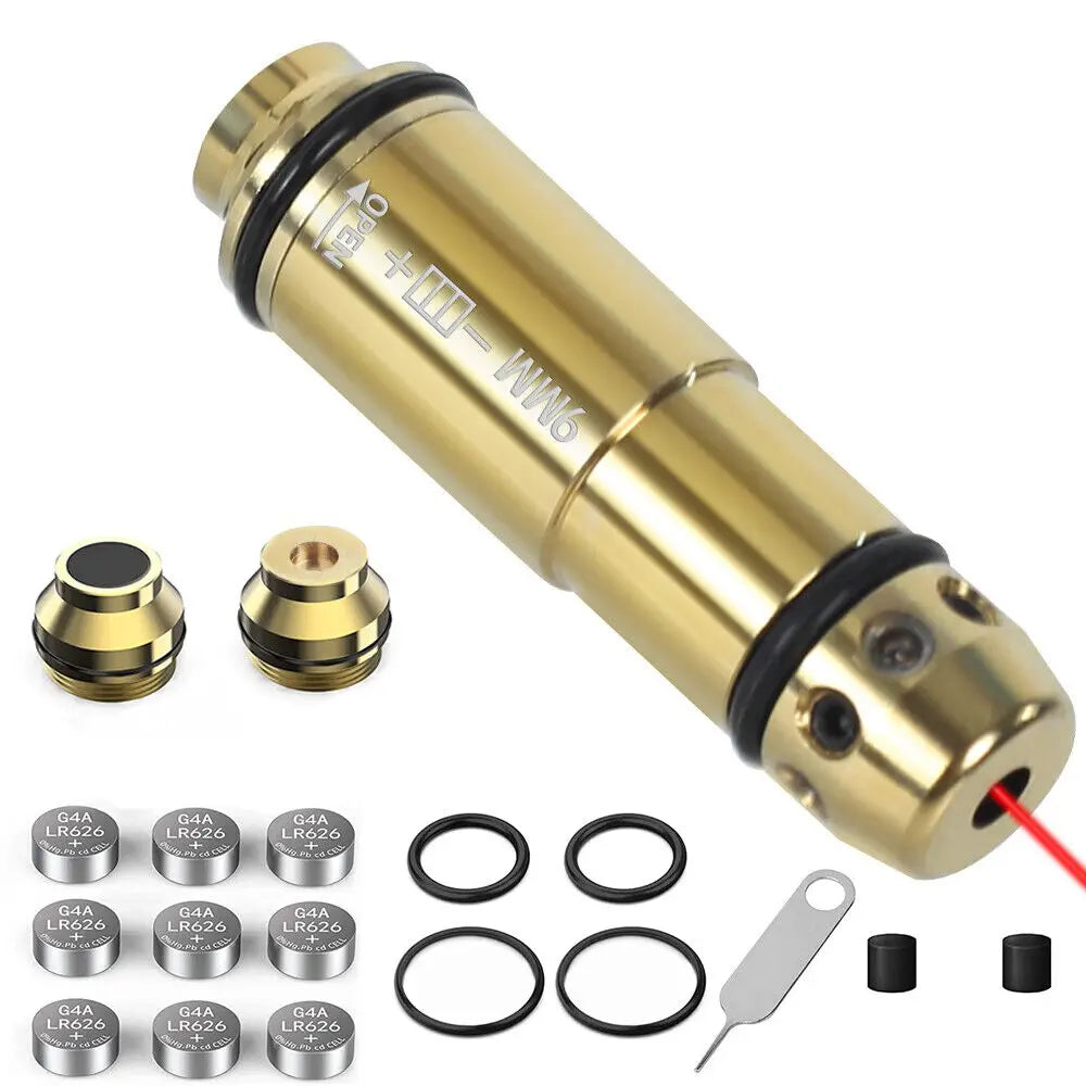 STONESKY 9mm Bore Sight 2 in 1 Red Dot Laser Sight Training Bullet for Dry Fire Training Scope Hunting