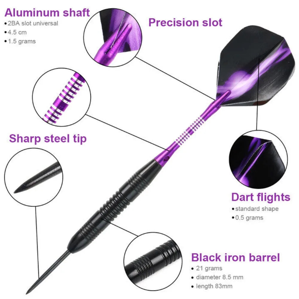 STONESKY 3 Pcs Steel Tip Darts Barrel Aluminum Shafts Professional Competition Dart Set w/Box