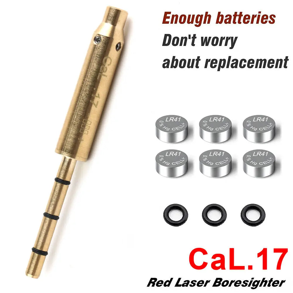 STONESKY .17 Red Laser Bore Sight End Barrel Laser Boresighter For .17 Chamber w/ Battery