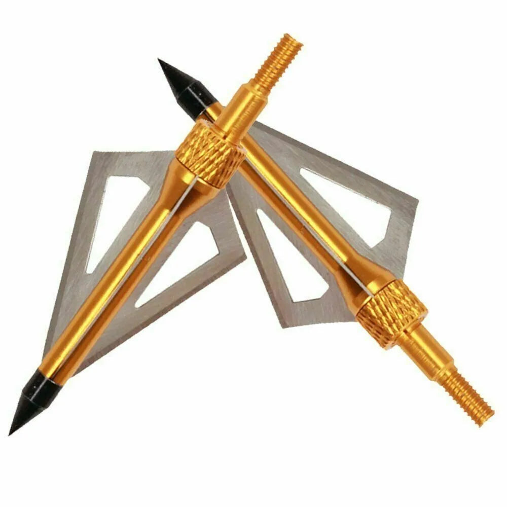 STONESKY Hunting Bow Archery 3 Blade 100 grain Crossed Broadhead Arrow Point Tips w/Box archery accessories