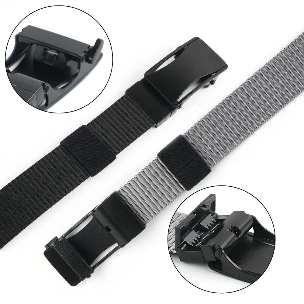 STONESKY Men's Ratchet Gun Belt Nylon Web Work Belt with Automatic Slide Buckle Double Color Waistband