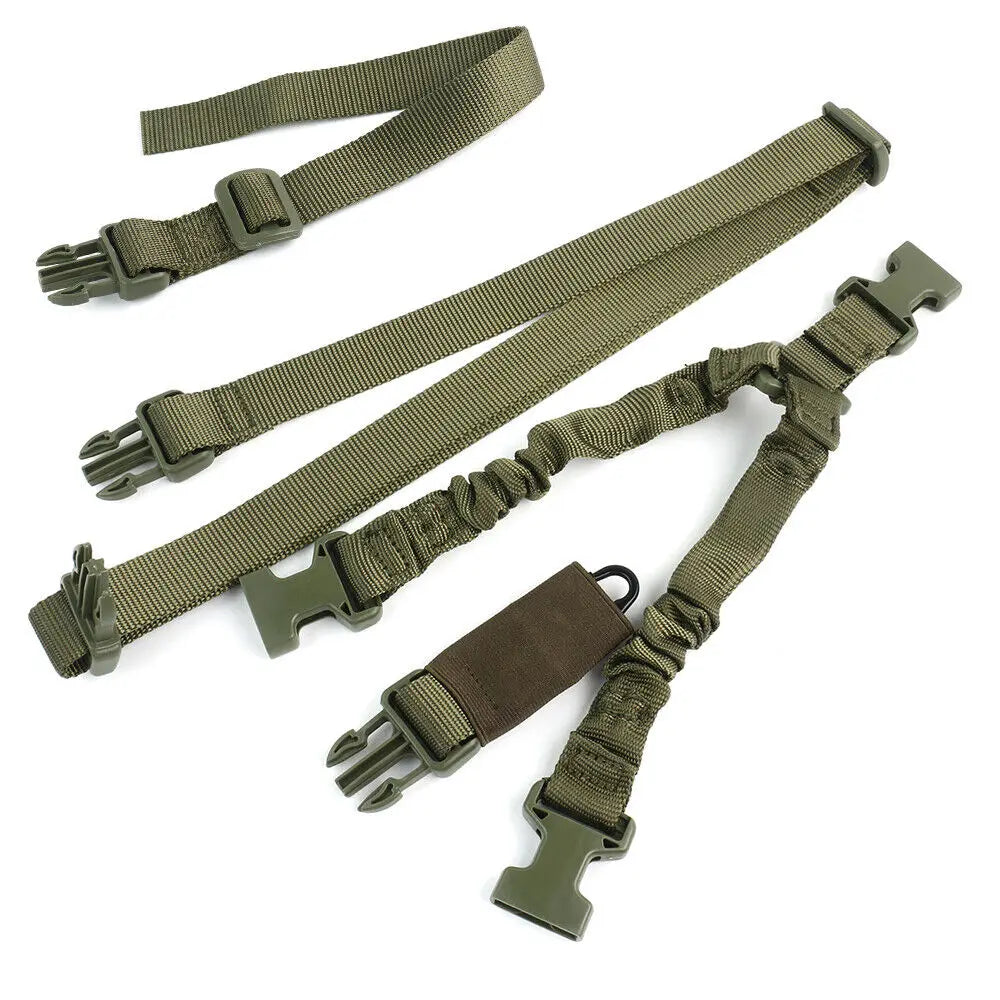 STONESKY Single One Point Bungee Gun Rifle Sling w/ Shoulder Pad +HK Clip + Swivels Strap