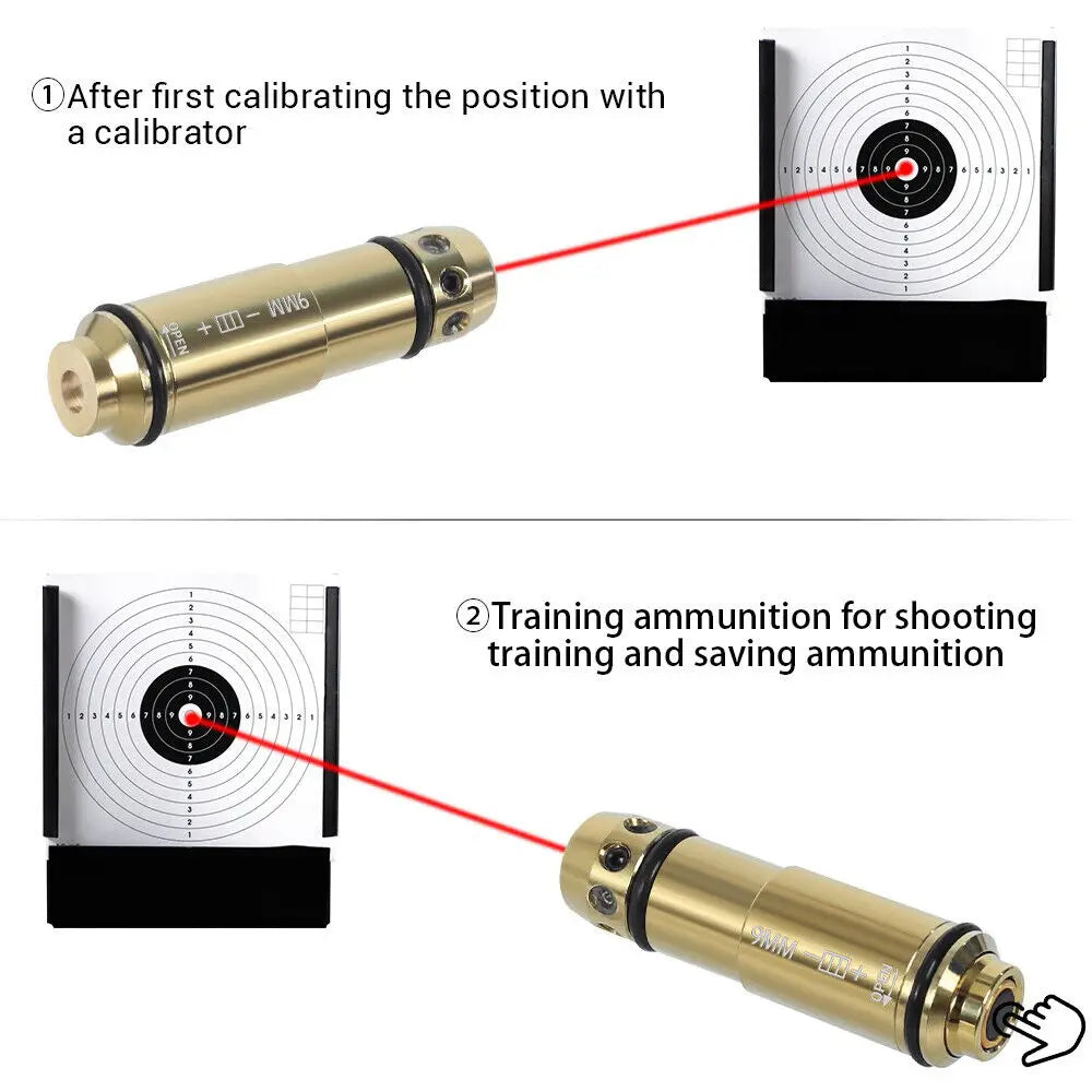 STONESKY 9mm Bore Sight 2 in 1 Red Dot Laser Sight Training Bullet for Dry Fire Training Scope Hunting