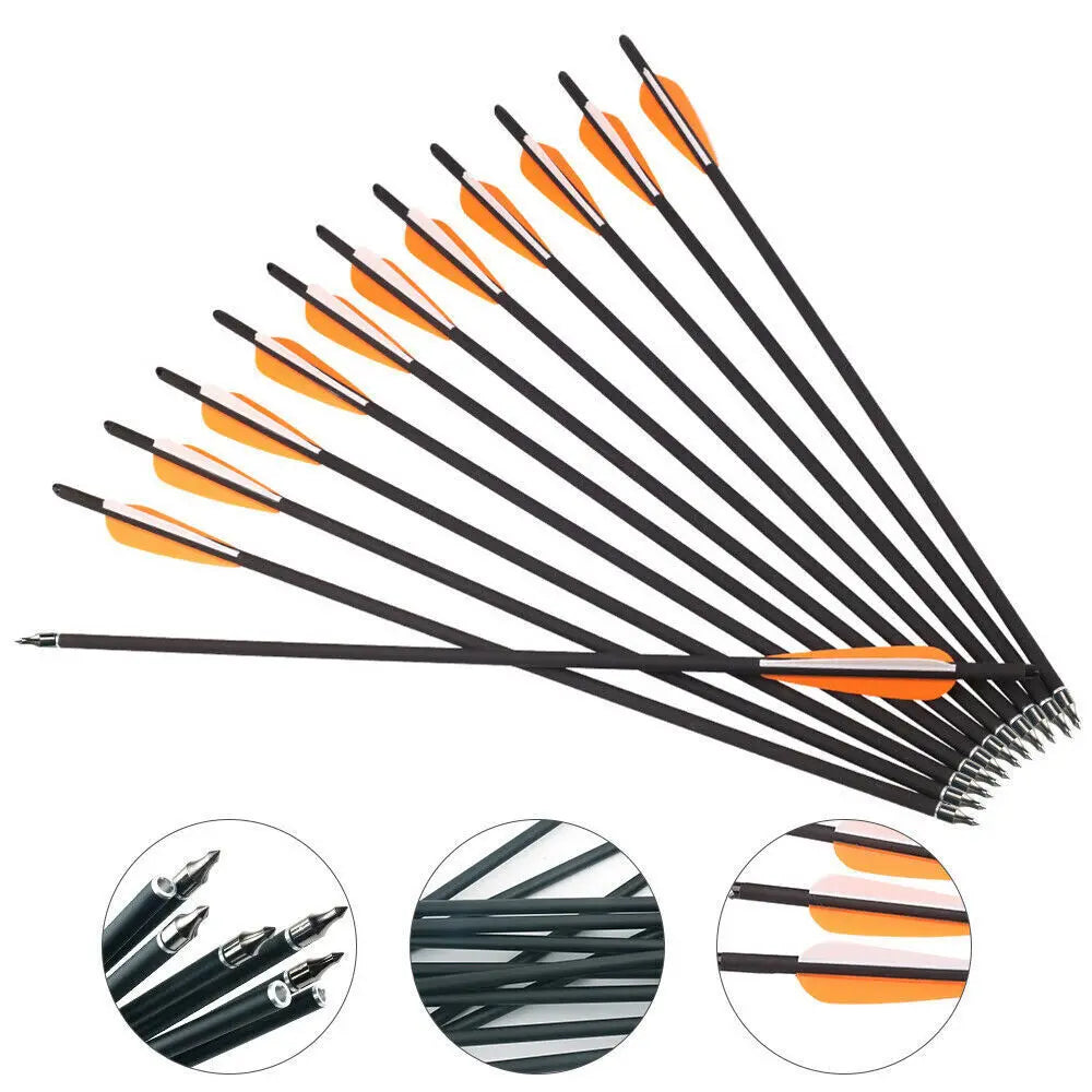 STONESKY 12Pcs 20" Plastic Carbon Crossbow Bolts Arrows Moon Shaft Nocks 8mm Screwed Tips for hunting