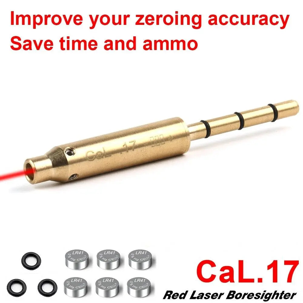 STONESKY .17 Red Laser Bore Sight End Barrel Laser Boresighter For .17 Chamber w/ Battery