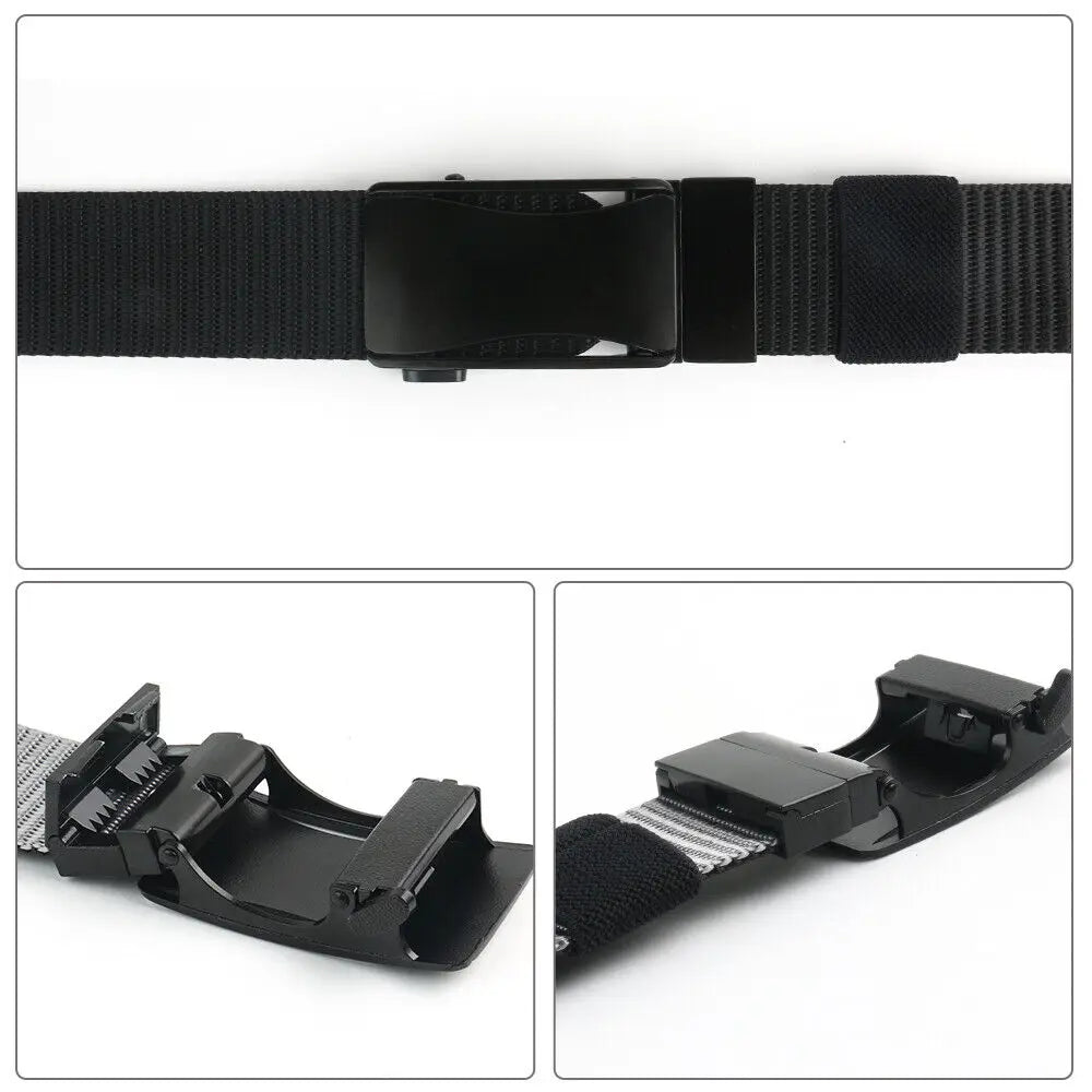 STONESKY Men's Ratchet Gun Belt Nylon Web Work Belt with Automatic Slide Buckle Double Color Waistband