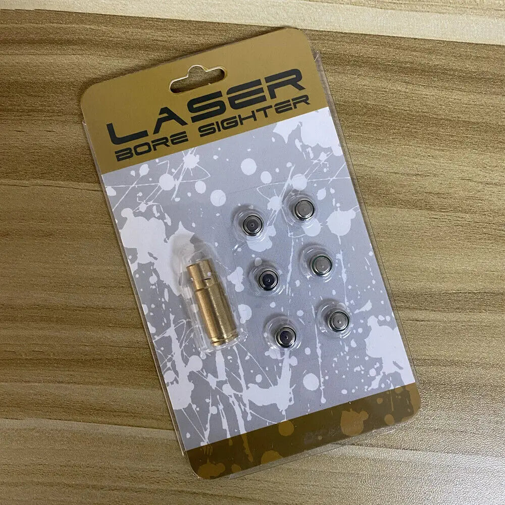 STONESKY CAL 9mm Red Laser Bore Sight Cartridge Bullet Shap Boresighter w/ 6 Batteries US
