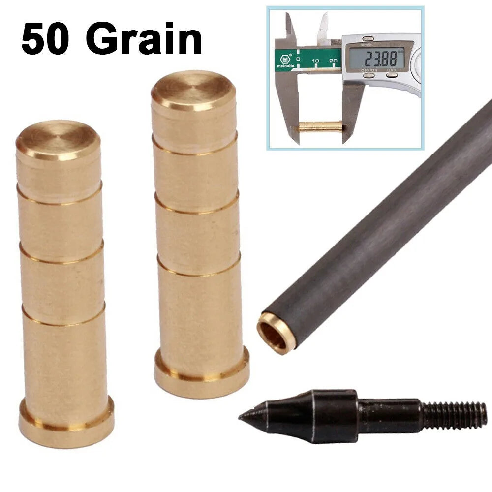 STONESKY 12pcs Archery Arrow Insert 50 Grain Brass Bar Weight ID6.2mm Arrow Shaft Parts for Hunting