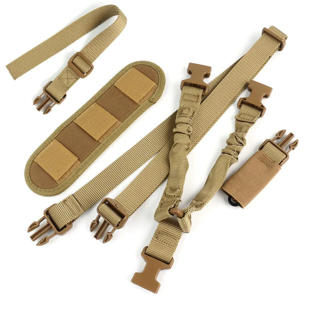 STONESKY Single One Point Bungee Gun Rifle Sling w/ Shoulder Pad+QD HK Clip+Swivels Strap for Hunting