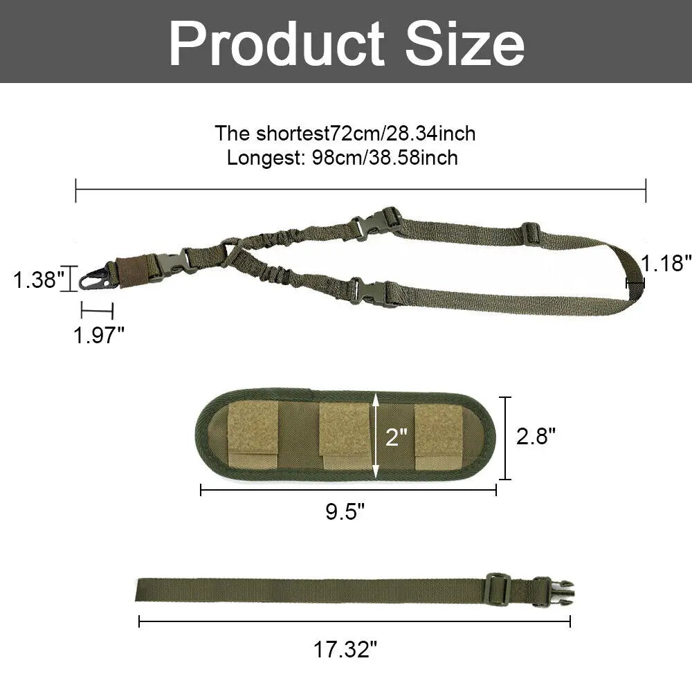 STONESKY Single One Point Bungee Gun Rifle Sling w/ Shoulder Pad +HK Clip + Swivels Strap