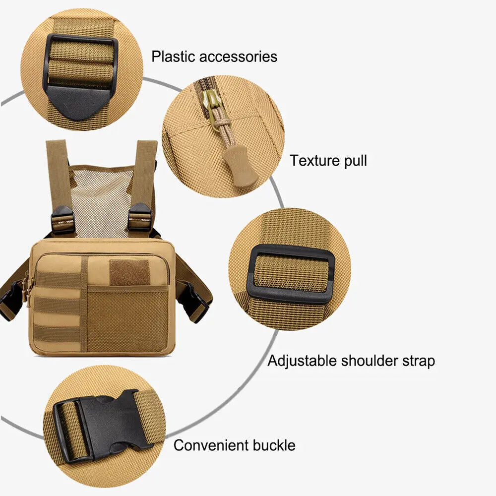 STONESKY Protective Vest Combat Chest Rig Bag Front Pouch Recon Kit Pack Sport Protective Vest