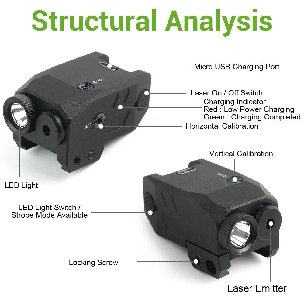 STONESKY High-Precision RIFLE Red Dot Sight with LED Flashlight Rechargeable, Ideal for 20mm Picatinny Rail Handguns