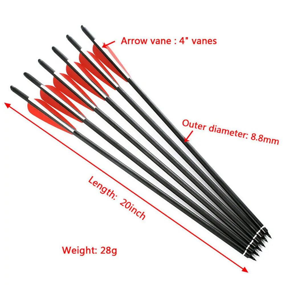 STONESKY 12Pcs 20-inch Carbon Crossbow Bolts Archery Hunting + 12Pcs 100 Garin Arrowhead Broadheads