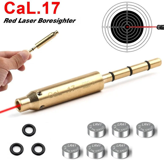 STONESKY .17 Red Laser Bore Sight End Barrel Laser Boresighter For .17 Chamber w/ Battery