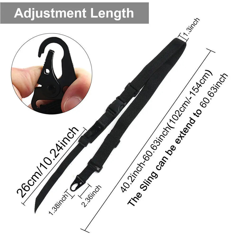 STONESKY 3 Point Sling Rifle Gun Black Adjustable Strap Tactical Quick Detach QD Mount