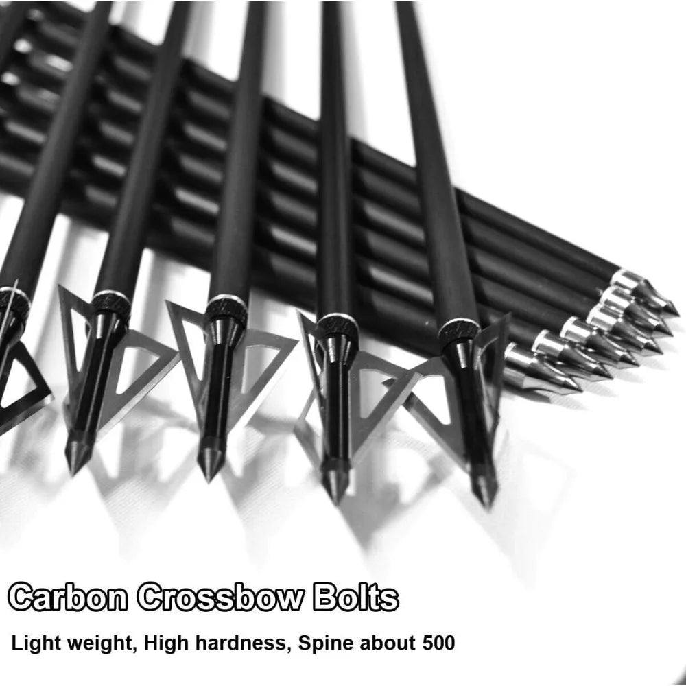 STONESKY 12Pcs 20'' Carbon Crossbow Bolts Archery Hunting w/ 12Pcs 100 Garin Arrowhead hunting bow