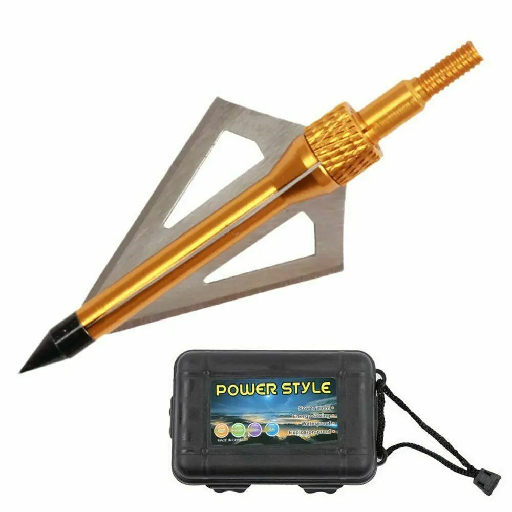 STONESKY Hunting Bow Archery 3 Blade 100 grain Crossed Broadhead Arrow Point Tips w/Box archery accessories