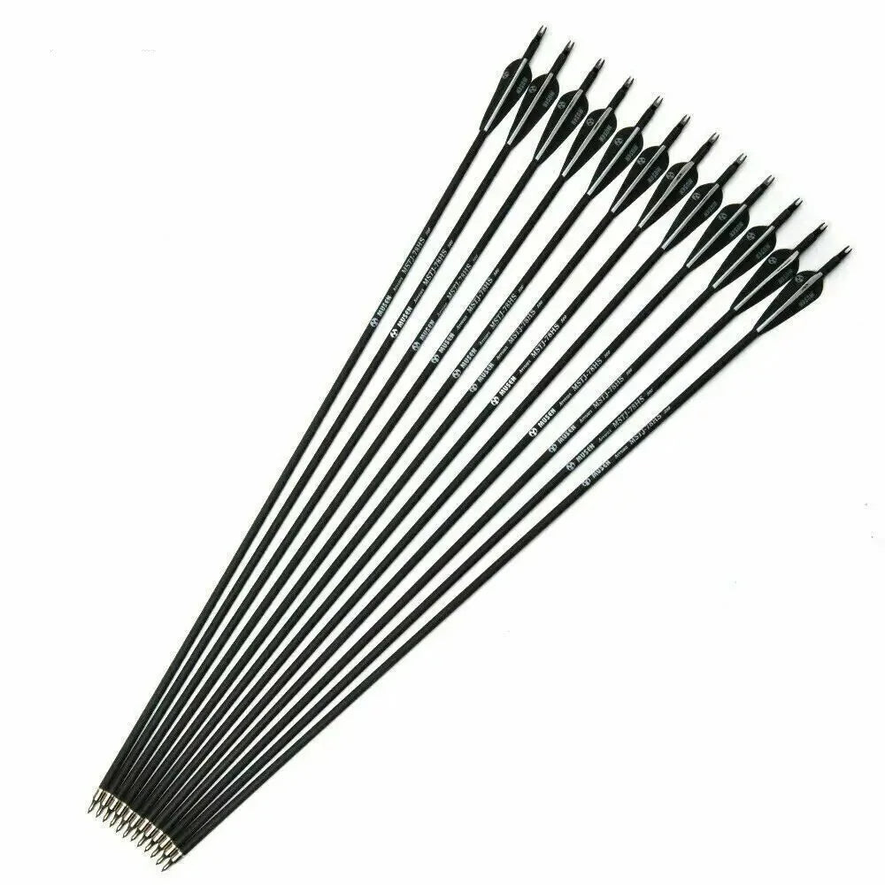 STONESKY Drop Ship 12Pcs 30" Mixed Carbon Arrows Archery Spine 500 Hunting For Compound/Recurve Bow hunting