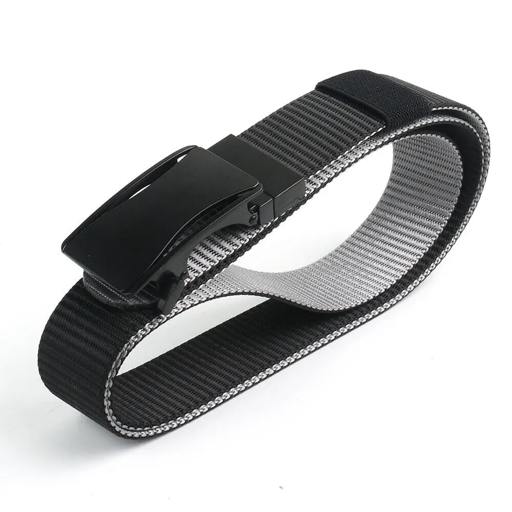 STONESKY Men's Ratchet Gun Belt Nylon Web Work Belt with Automatic Slide Buckle Double Color Waistband
