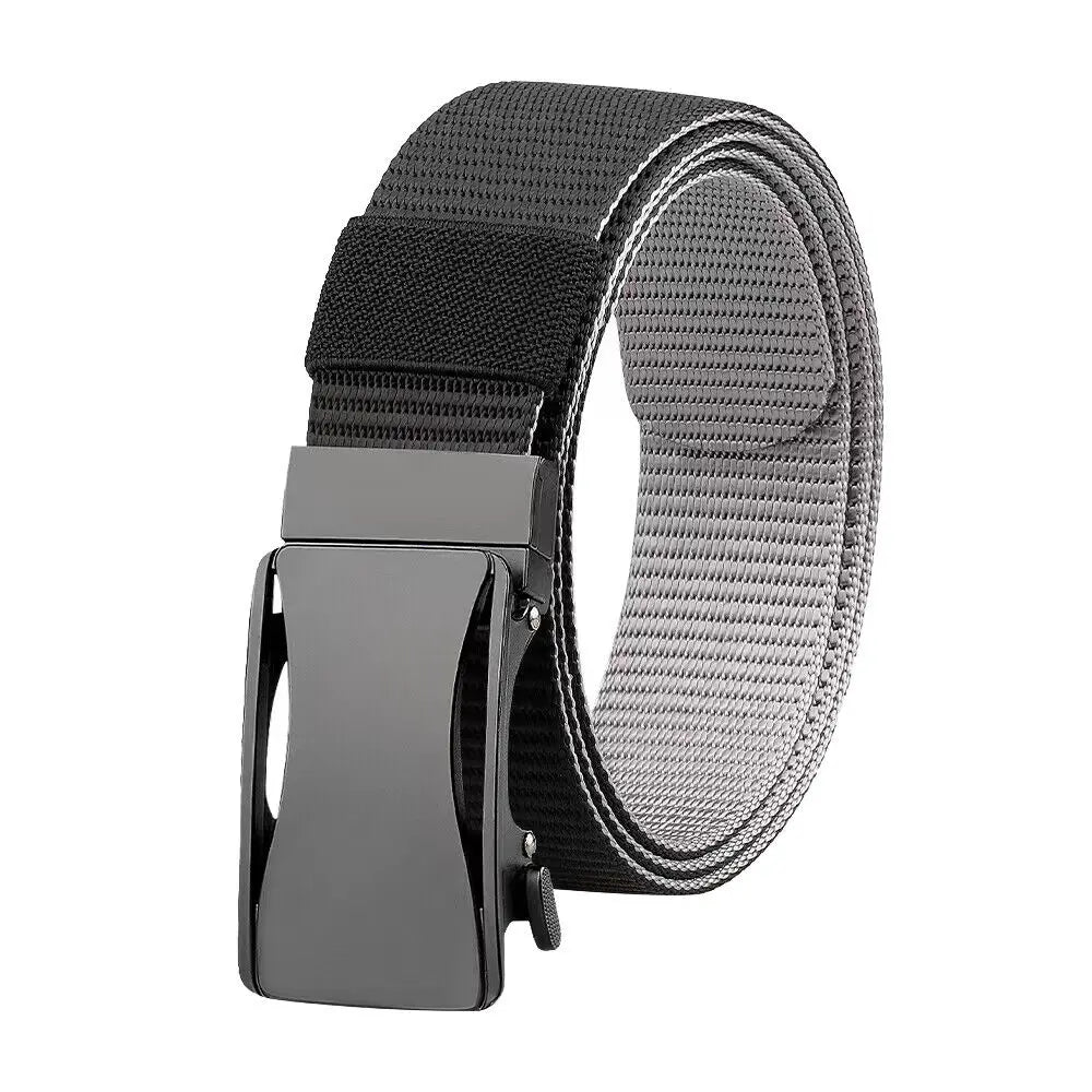 STONESKY Men's Ratchet Gun Belt Nylon Web Work Belt with Automatic Slide Buckle Double Color Waistband