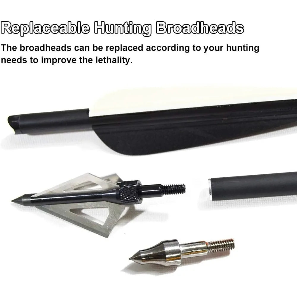 STONESKY 12Pcs 20'' Carbon Crossbow Bolts Archery Hunting w/ 12Pcs 100 Garin Arrowhead hunting bow