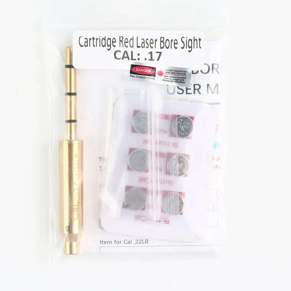 STONESKY .17 Red Laser Bore Sight End Barrel Laser Boresighter For .17 Chamber w/ Battery