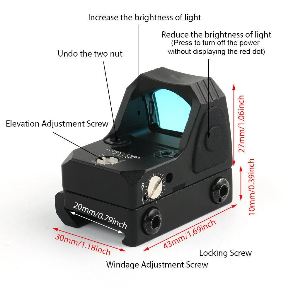 STONESKY Mini RMR Red Dot Sight Holographic Reflex Scope Sight - Perfect for Precision Shooting
