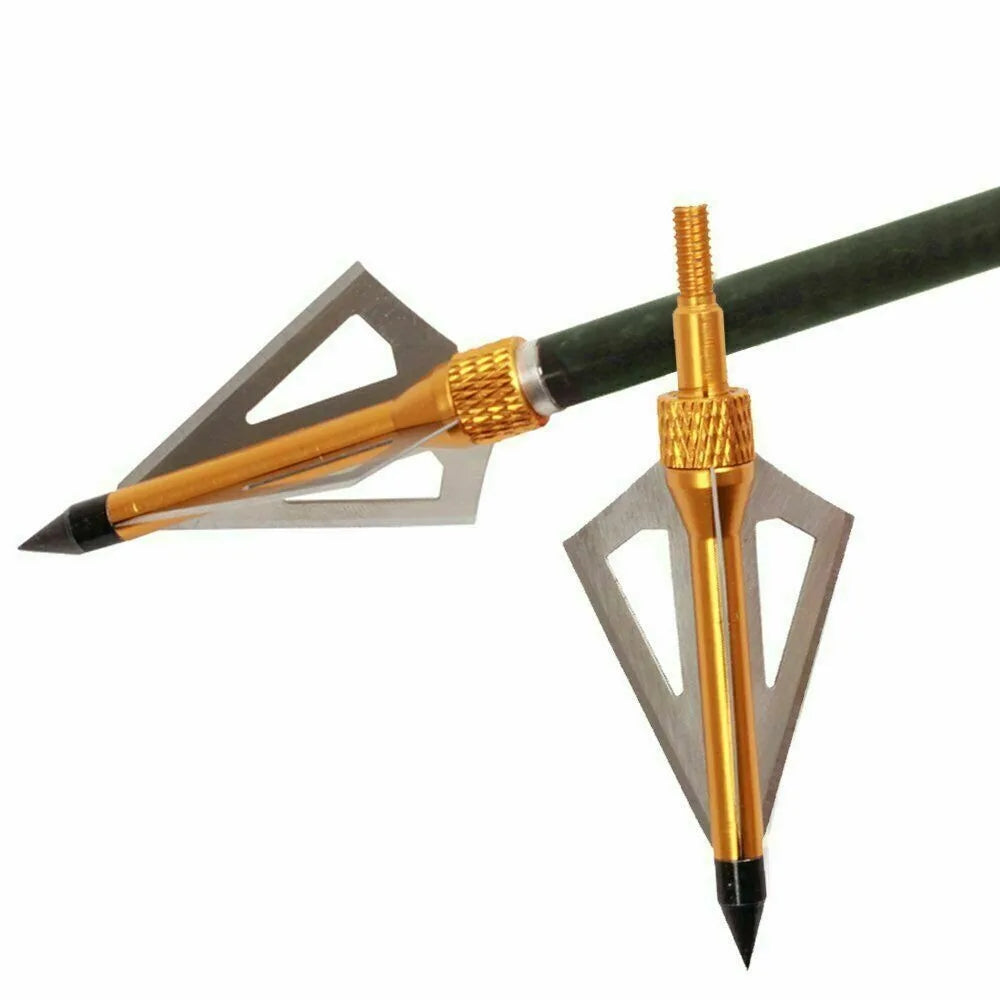 STONESKY Hunting Bow Archery 3 Blade 100 grain Crossed Broadhead Arrow Point Tips w/Box archery accessories