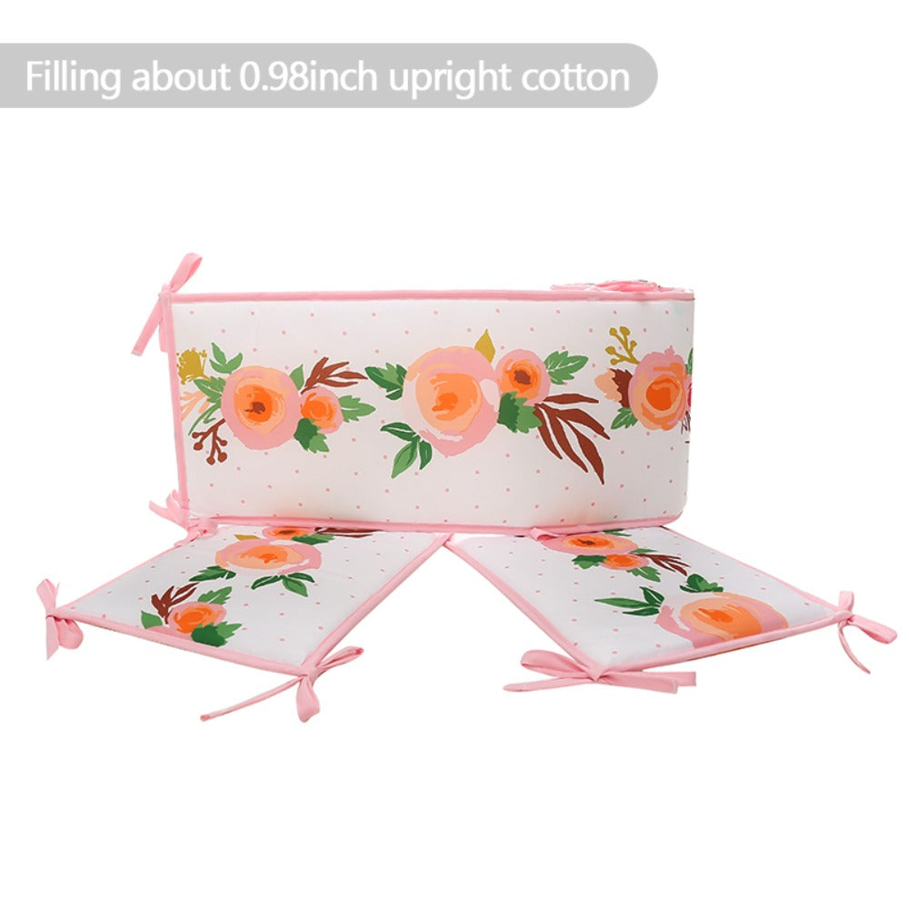 StoneSky 4 Piece Baby Crib Bumper Protector Soft Breathable Crib Padded Liners w/Straps