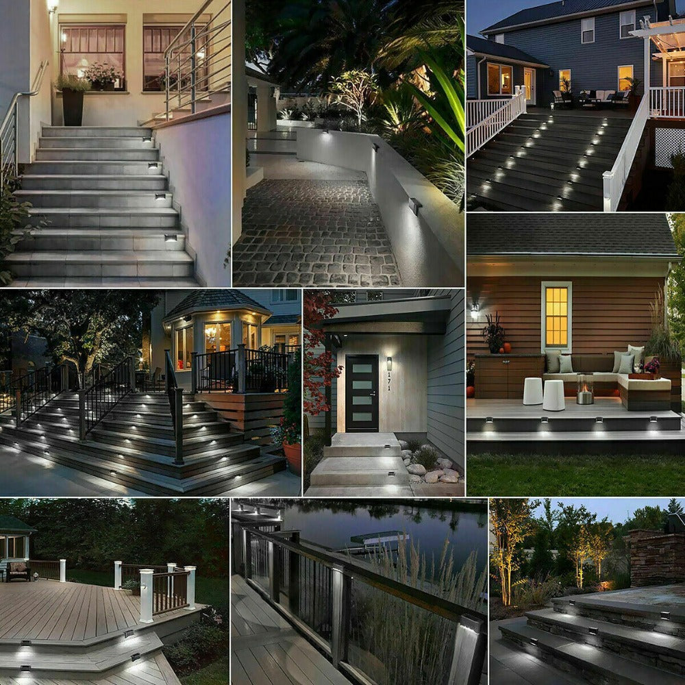 StoneSky 4x Solar LED Deck Lights Outdoor Garden Patio Railing Decks Path Lighting Brown