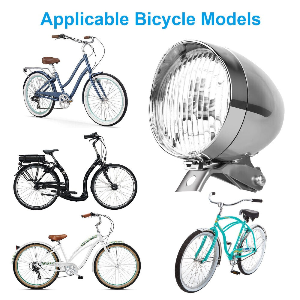 StoneSky 2Pack Classical Vintage 3-LED Bike Headlight Bicycle Retro Light Front Head Lamp