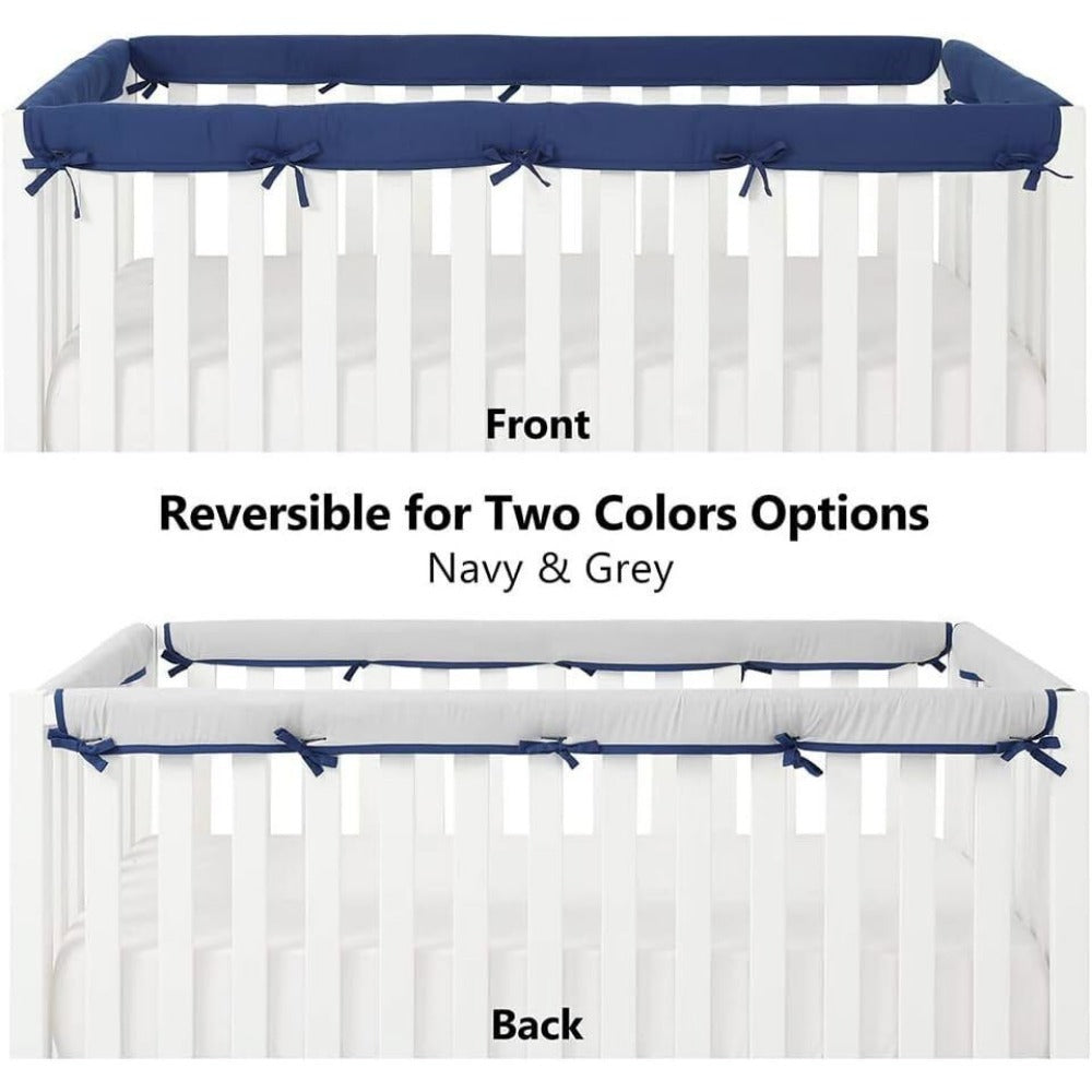 StoneSky 4pc Quilted Crib Rail Cover Protector Safe Teething Guard Wrap for Standard Crib