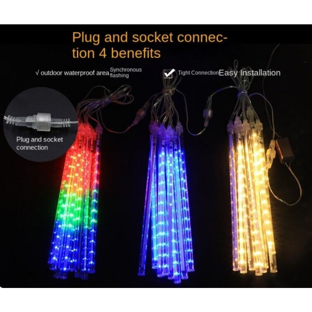 StoneSky 192 LED Meteor Shower Lights Fairy String Light Falling Rain Tree Garden Xmas US