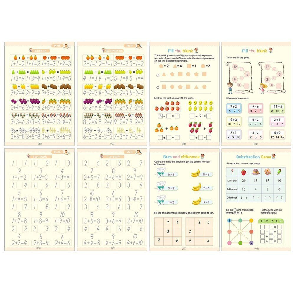 StoneSky 11/23Pc Magic Practice Copybook Number Book Set Writing Preschooler Pen Reusable