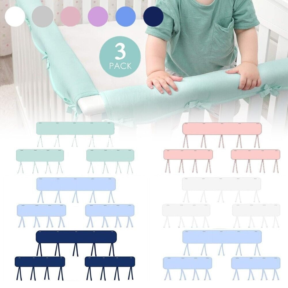 StoneSky 3 Pack Baby Crib Rail Cover Protector Safe Teething Guard Wrap for Standard Crib