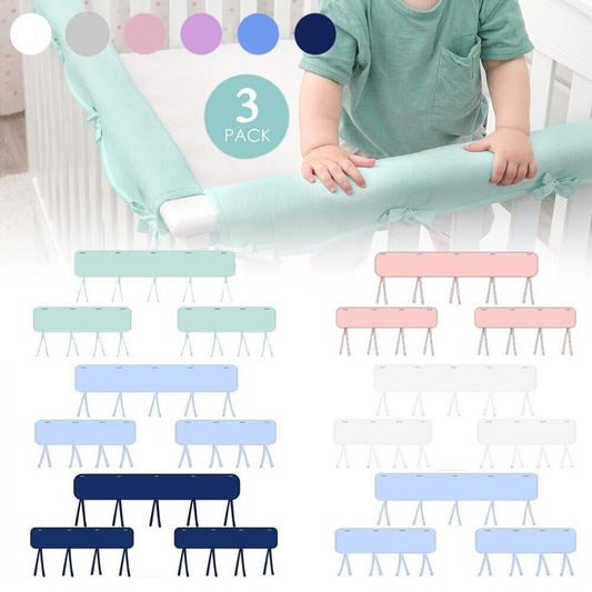 StoneSky 3 Pack Baby Crib Rail Cover Protector Safe Teething Guard Wrap for Standard Crib