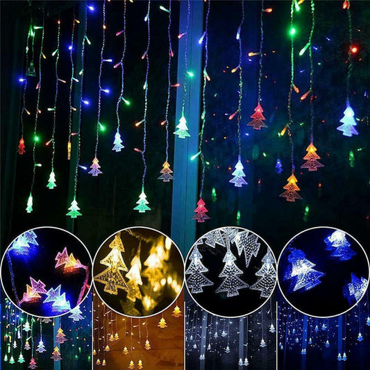 STONESKY EROCK Christmas LED Curtain Window Xmas Tree String Fairy Lights Waterproof Decor Xmas-White