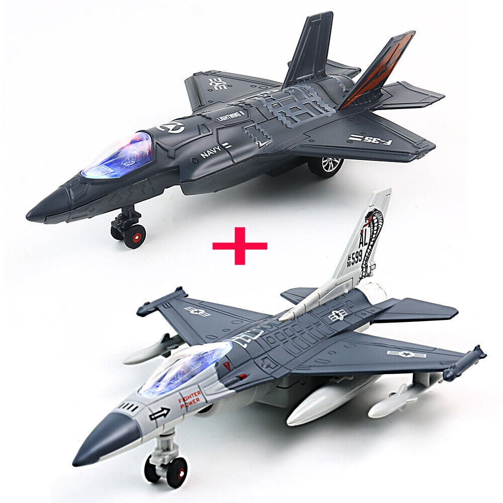 F-35 + F-16 Fighter Jet Aircraft Diecast Plane Model w/ Light&Sound Scale 1:72