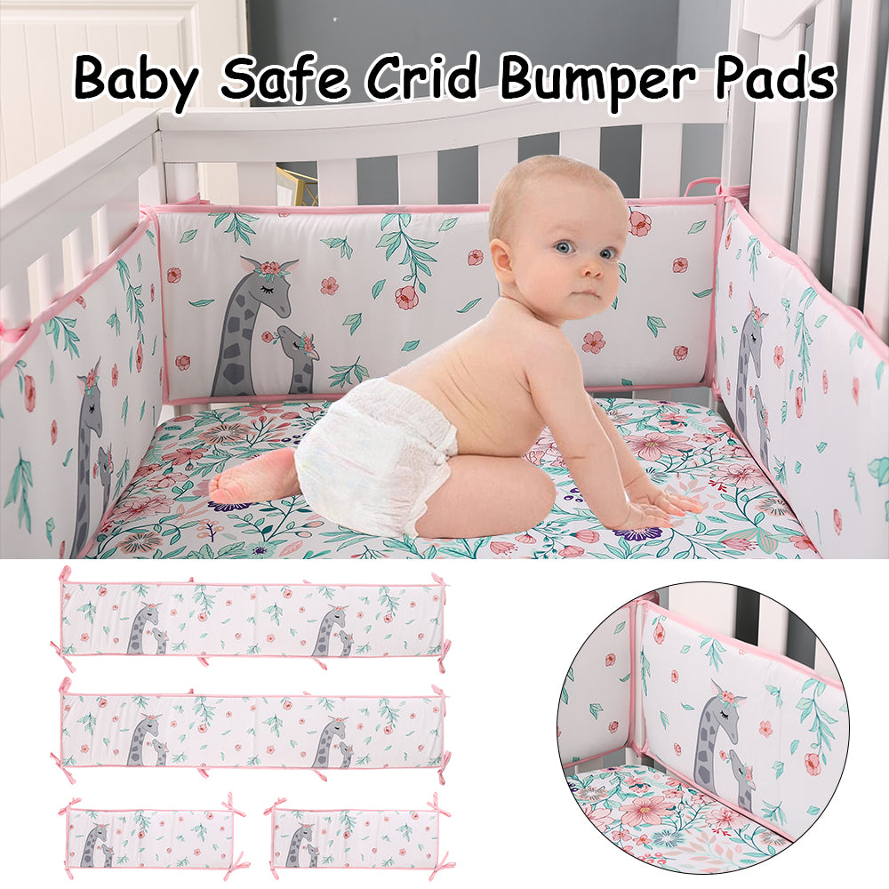 StoneSky 4 Piece Breathable Baby Crib Bumper Cotton Liner Soft Cradle Protector Pad Sets