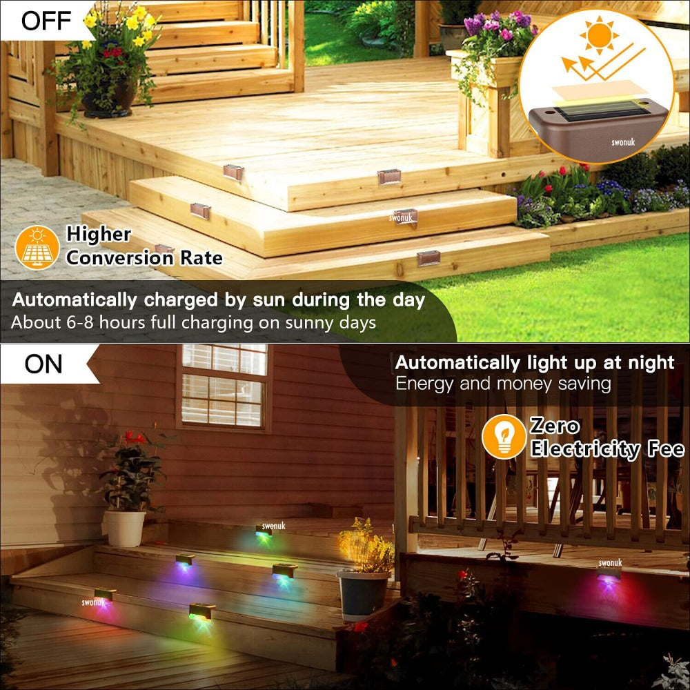 StoneSky 4Pcs Solar LED Deck Lights Outdoor Path Garden Pathway Stairs Step Fence Lamp US