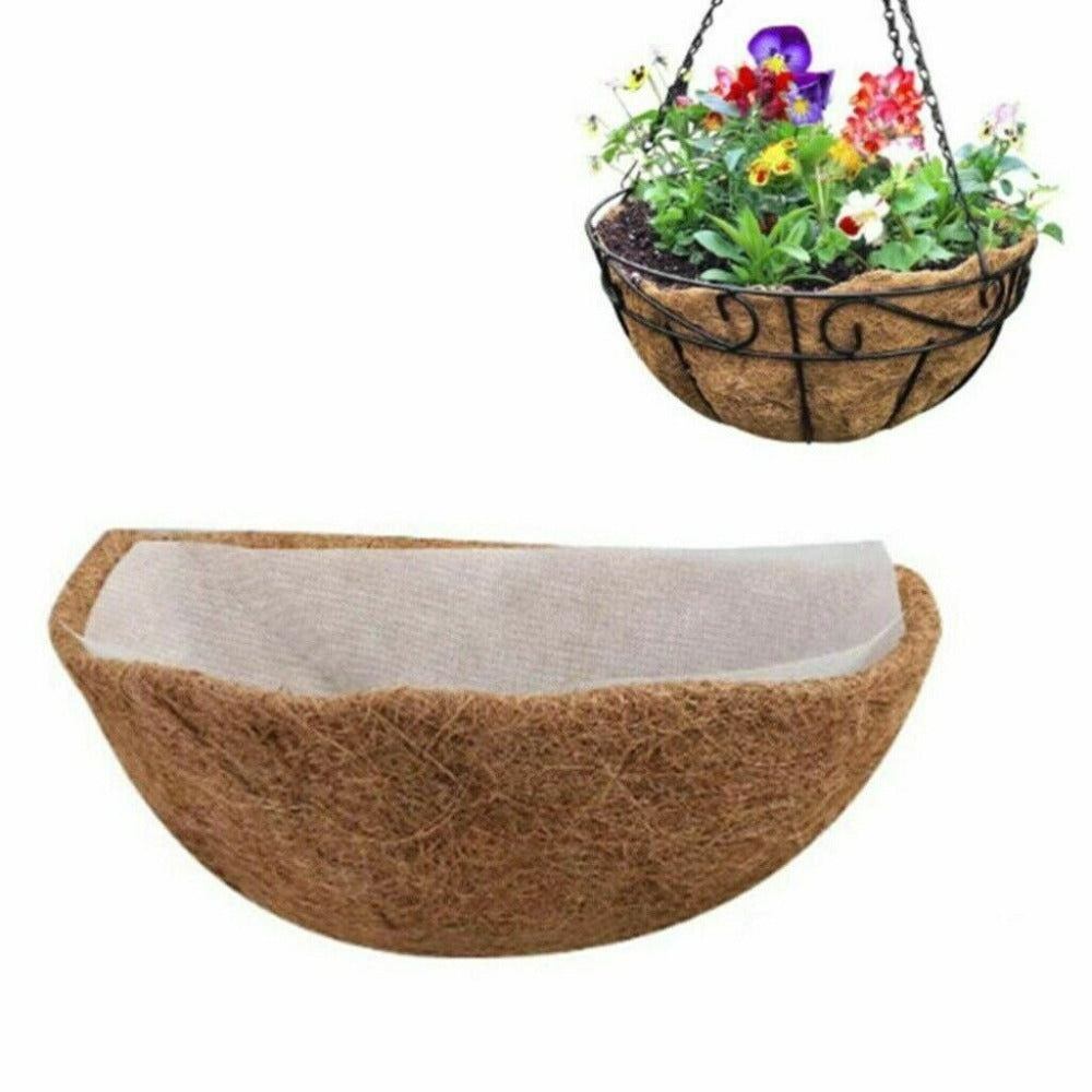 StoneSky 2Pcs 12 Inches Half Round Thick Coconut Fiber Plant Basket Liner and 2 Linings