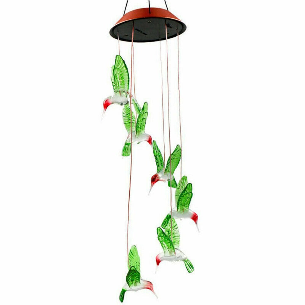 StoneSky Color-Changing LED Hummingbird Solar Wind Chimes Yard Home Garden Decor Lights