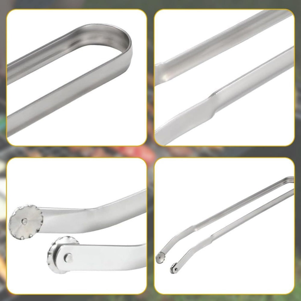 StoneSky Stainless Steel Metal Hot Dog Tongs Turner Long Handle BBQ Sausage Turning Tong