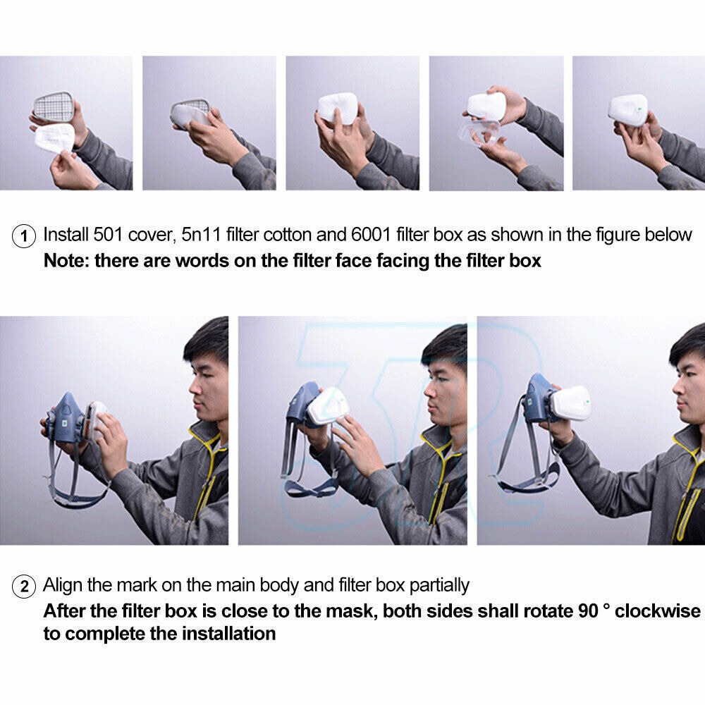 StoneSky 7 in 1 For 3M 7502 Gas mask Suit Half Face Spray Painting Protection Respirator