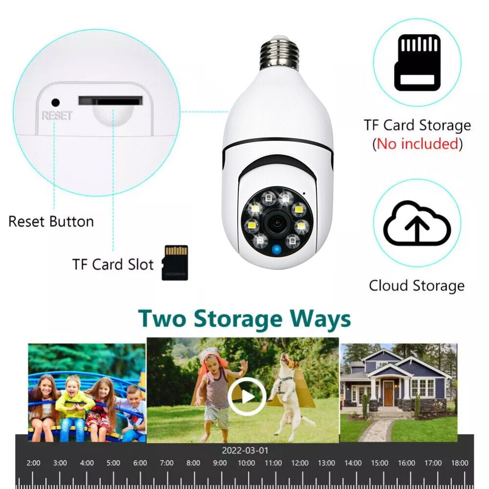 STONESKY 360° 1080P E27 Light Bulb IP Camera Wi-Fi IR Night Smart Home Wireless Security