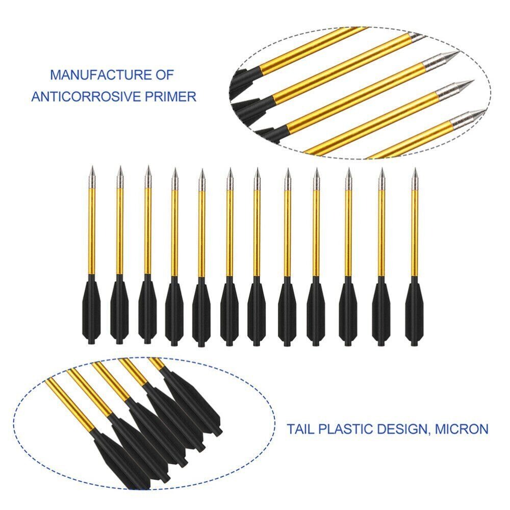 STONESKY 12Pcs 6.3" Crossbow Bolts Aluminum Arrow For 50 &80 lb Pistol Crossbow Archery