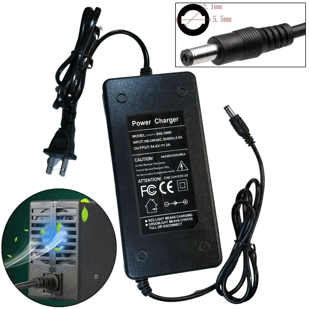 StoneSky 48V 54.6V 2A 13S Electric Bike Ebike Li-ion Battery Charger DC 5.5x2.1mm Plug US