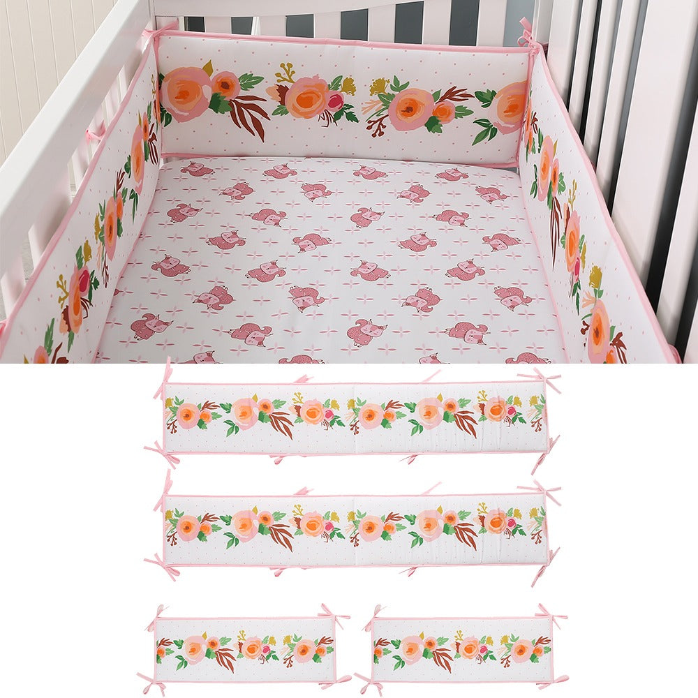 StoneSky 4 Piece Baby Crib Bumper Protector Soft Breathable Crib Padded Liners w/Straps