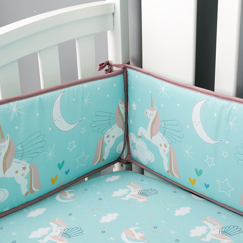 StoneSky 4PCS Baby Crib Bumper Cotton Liner Breathable Soft Cot Cradle Protector Pad Sets