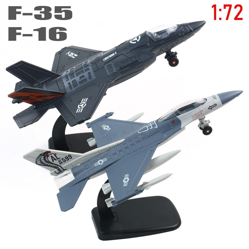 F-35 + F-16 Fighter Jet Aircraft Diecast Plane Model w/ Light&Sound Scale 1:72